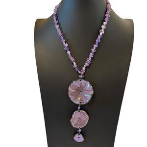 Artisan Made One Of A Kind Enamel 3 Tier Purple Necklace.